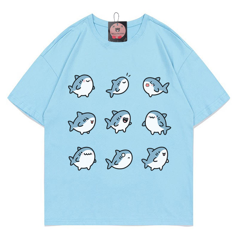 Modakawa T-Shirt mit Hai-Print - Blue - 5XL - image 1
