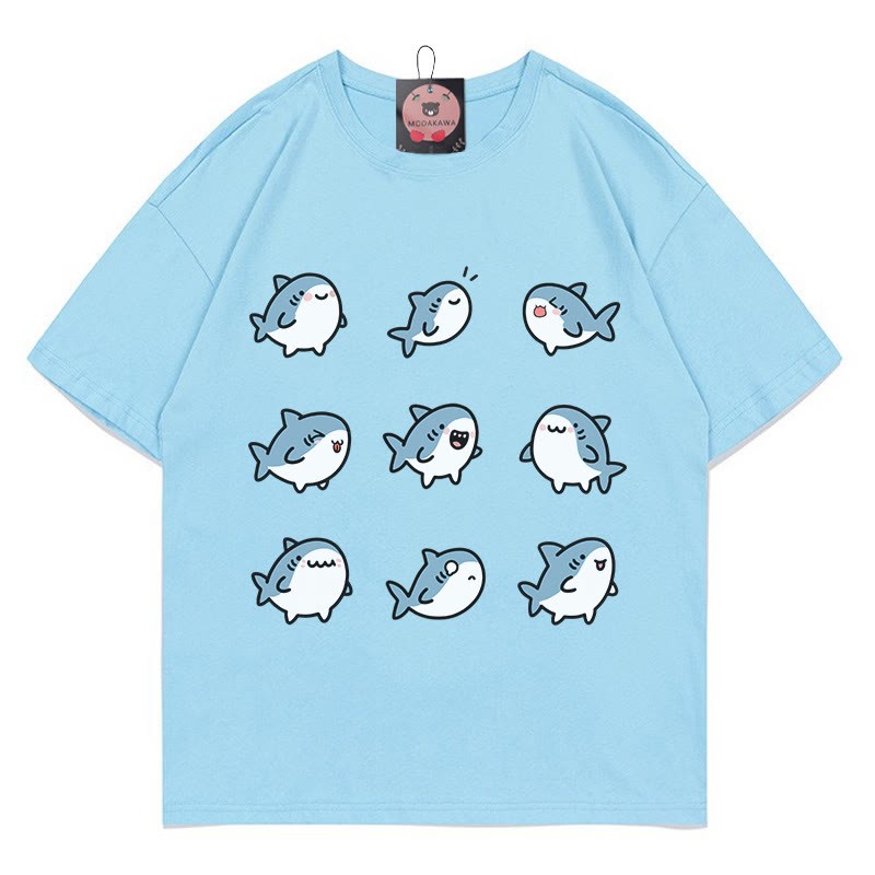 Modakawa T-Shirt mit Hai-Print - Blue - 5XL - image 1