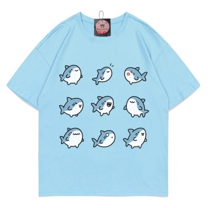 Modakawa T-Shirt mit Hai-Print - Blue - 5XL - image 1