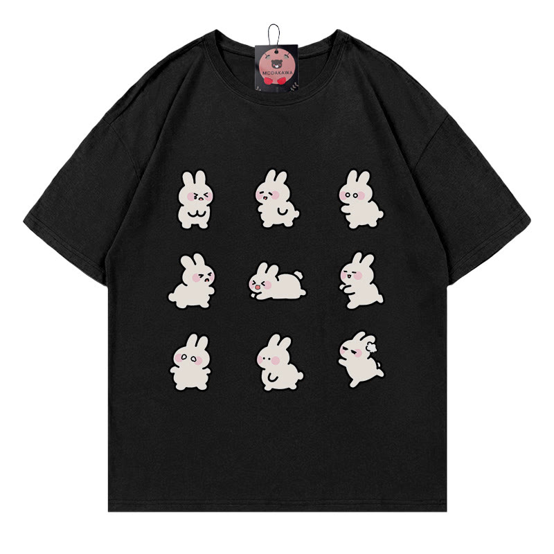 Modakawa T-Shirt mit Hasenprint - Black - 5XL - image 4