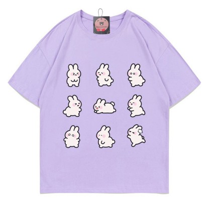 Modakawa T-Shirt mit Hasenprint - Purple - 5XL - image 1