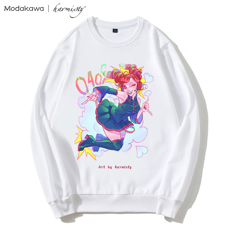 MODAKAWA X karmisty Sweatshirt mit Rundkragen und Dopamine Girl-Print - White - 5XL - image 1