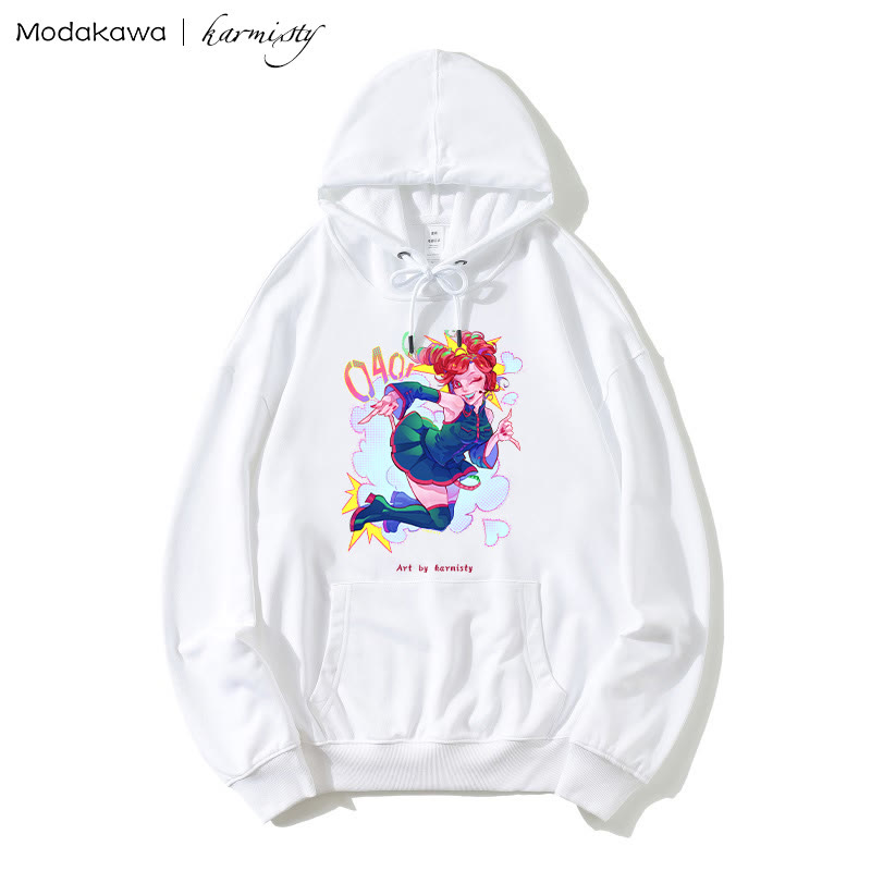 MODAKAWA X karmisty – Lockerer Hoodie mit Dopamin-Mädchen-Print - White - 5XL - image 2