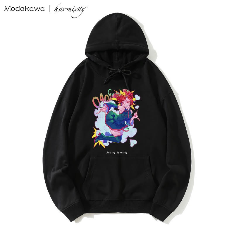MODAKAWA X karmisty – Lockerer Hoodie mit Dopamin-Mädchen-Print - Black - 5XL - image 1