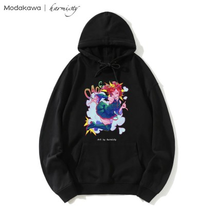 MODAKAWA X karmisty – Lockerer Hoodie mit Dopamin-Mädchen-Print - Black - 5XL - image 1