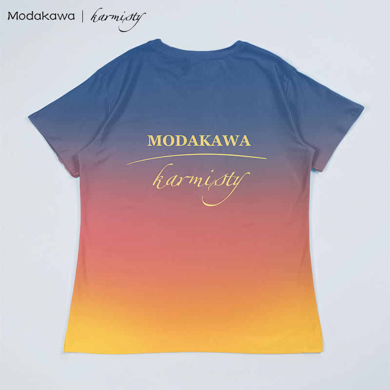 MODAKAWA X karmisty Modakawa T-Shirt mit Farbverlauf und Sonnengott-Buchstabendruck - image 2