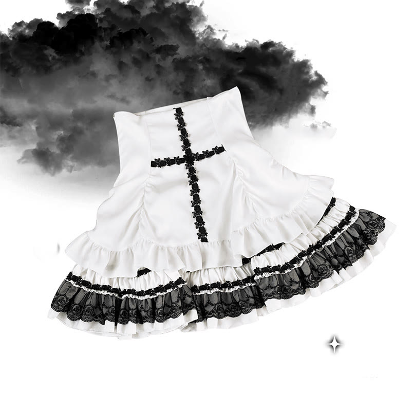 Volantrock mit gekreuzter Spitze - White - One Size - image 3