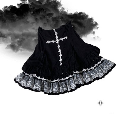 Volantrock mit gekreuzter Spitze - Black - One Size - image 2