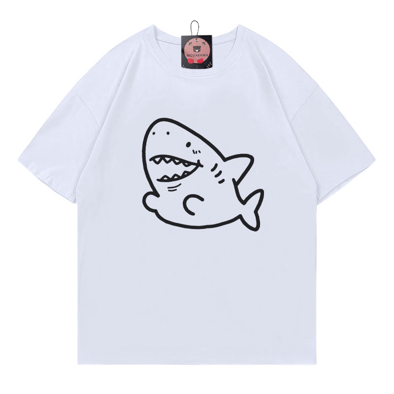 Modakawa T-Shirt mit Hai-Print - White - 5XL - image 3