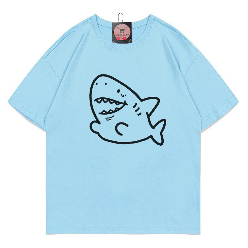 Modakawa T-Shirt mit Hai-Print - Blue - 5XL - image 1