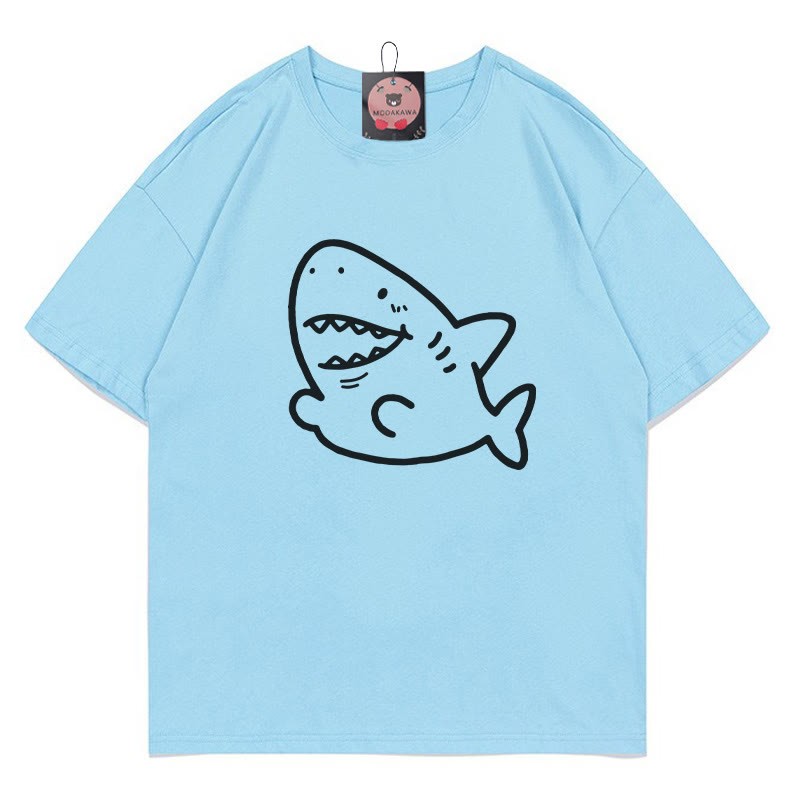 Modakawa T-Shirt mit Hai-Print - Blue - 5XL - image 1