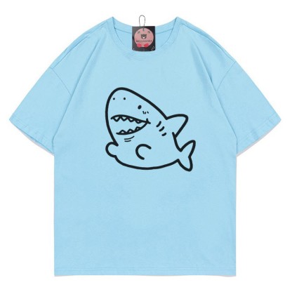 Modakawa T-Shirt mit Hai-Print - Blue - 5XL - image 1