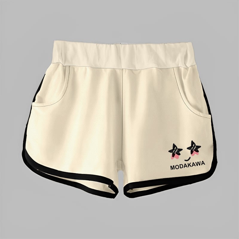 Modakawa Shorts mit Cartoon-Schriftzug - Yellow - 5XL - image 1