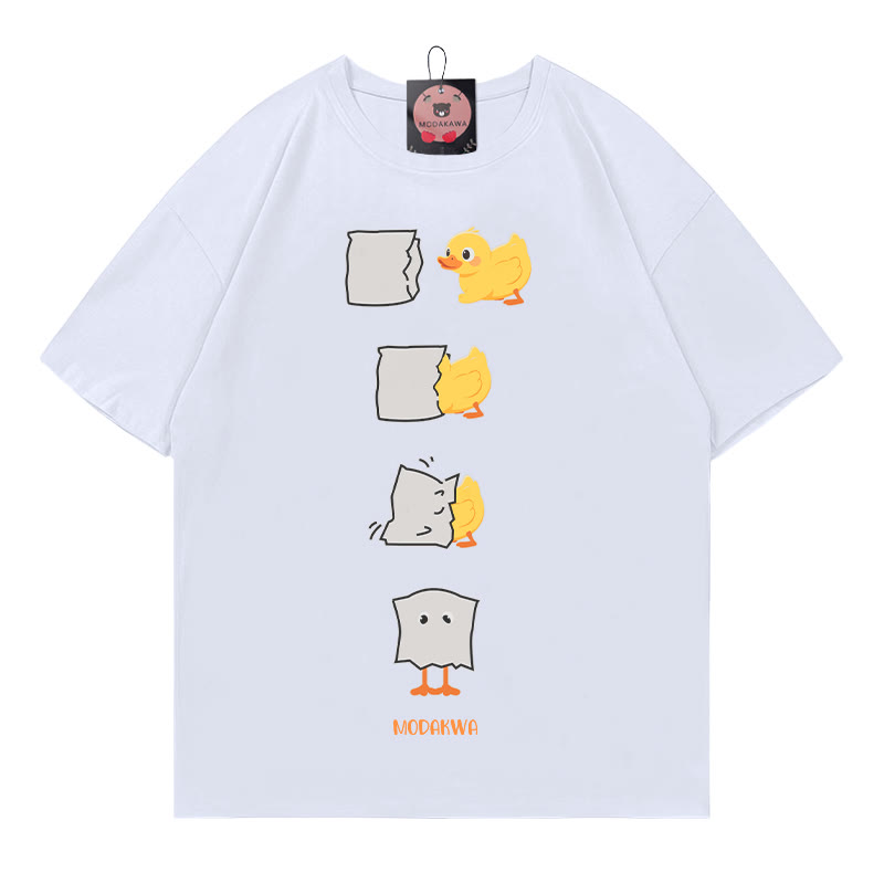 Modakawa T-Shirt mit lustigem Entenprint - White - 5XL - image 2