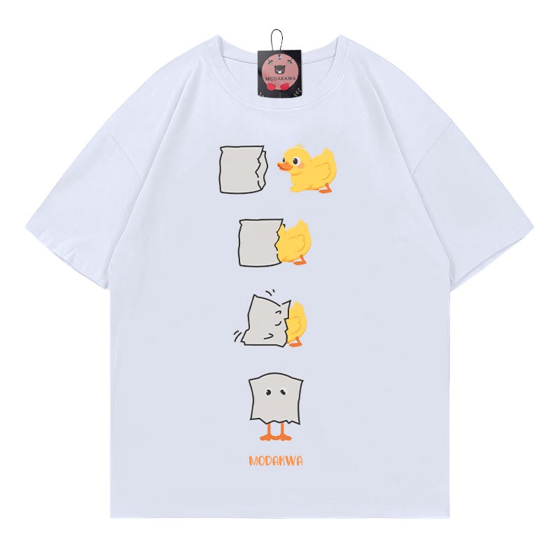 Modakawa T-Shirt mit lustigem Entenprint - White - 5XL - image 2
