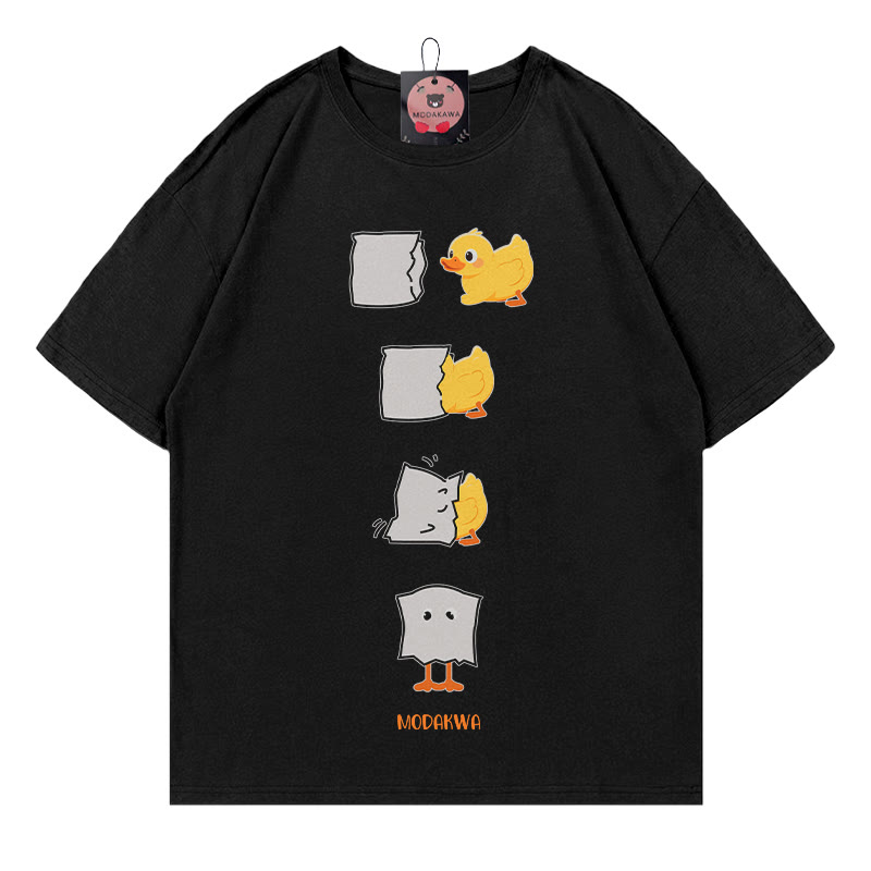 Modakawa T-Shirt mit lustigem Entenprint - Black - 5XL - image 1
