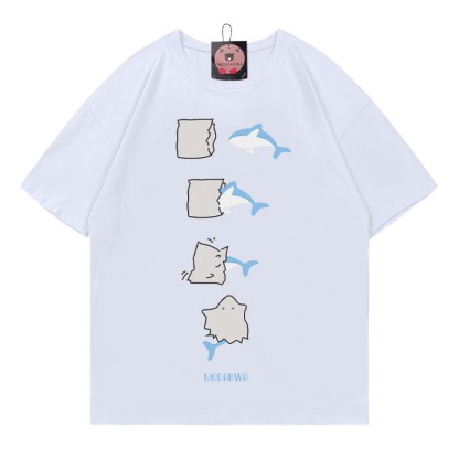 Modakawa T-Shirt mit lustigem Hai-Print - White - 5XL - image 2