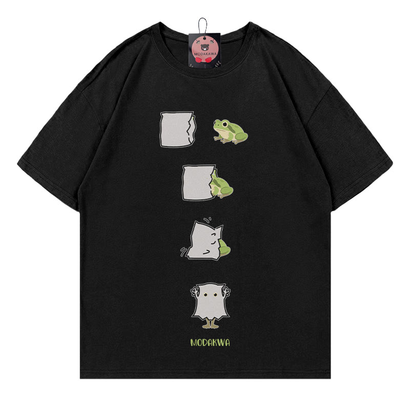 Modakawa T-Shirt mit lustigem Froschprint - Black - 5XL - image 2