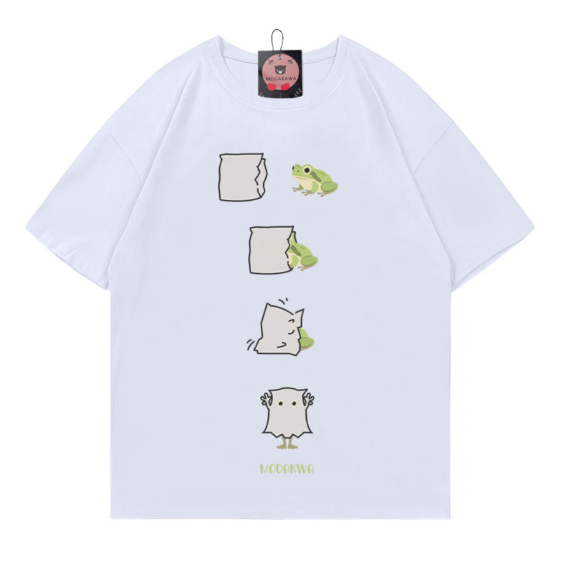 Modakawa T-Shirt mit lustigem Froschprint - White - 5XL - image 1