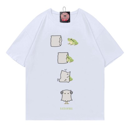 Modakawa T-Shirt mit lustigem Froschprint - White - 5XL - image 1