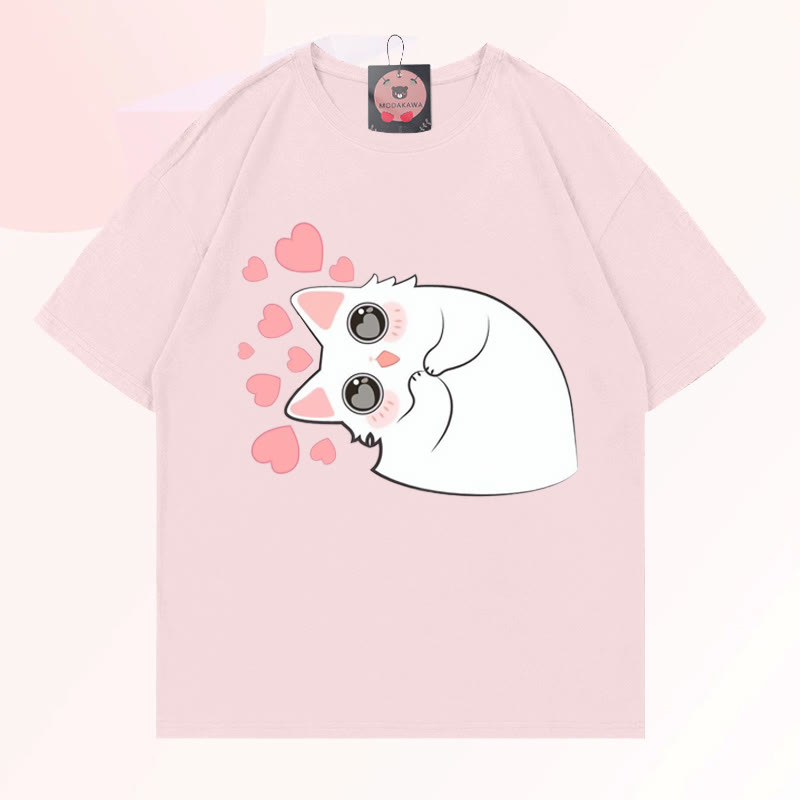 Modakawa T-Shirt mit Katzenmotiv aus 100 % Baumwolle - Pink - 5XL - image 3