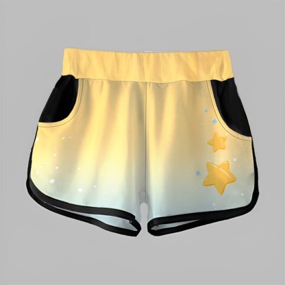 Modakawa Shorts mit Sternenmuster und Farbverlauf - Yellow - 3XL - image 1