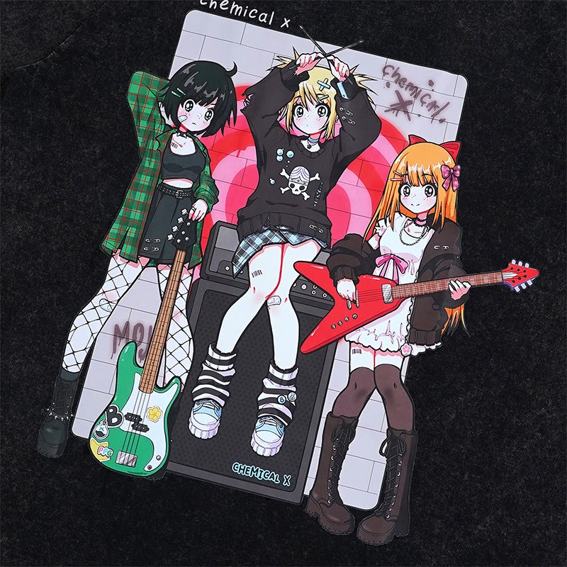 MODAKAWA X airii.exe Lockerer Hoodie mit Gitarrenmädchen-Buchstabendruck - image 2