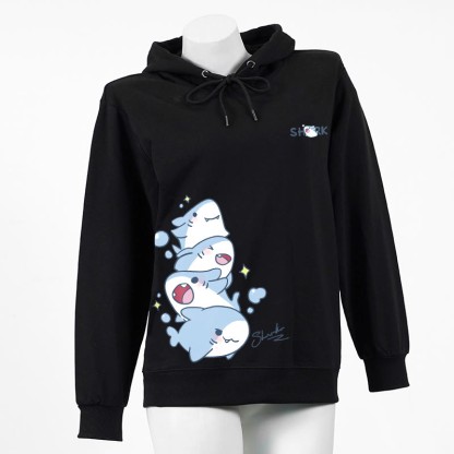 Baumwoll-Hoodie mit Hai-Buchstabenprint und Seitentaschen - Black - 4XL - image 2