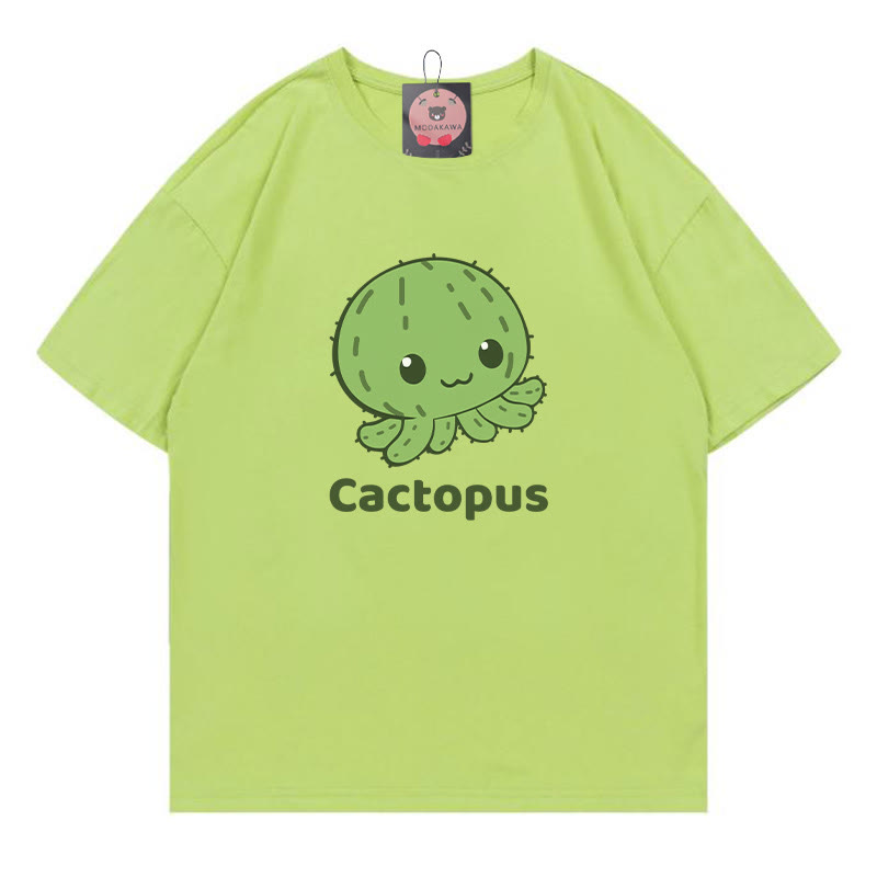 Modakawa T-Shirt mit Kaktus-Oktopus-Print - Green - 5XL - image 1
