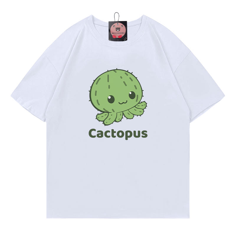 Modakawa T-Shirt mit Kaktus-Oktopus-Print - White - 5XL - image 3