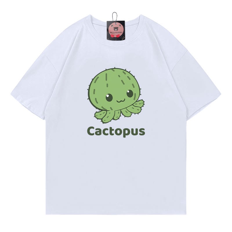 Modakawa T-Shirt mit Kaktus-Oktopus-Print - White - 5XL - image 3
