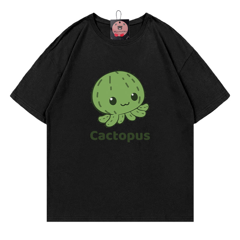 Modakawa T-Shirt mit Kaktus-Oktopus-Print - Black - 5XL - image 4