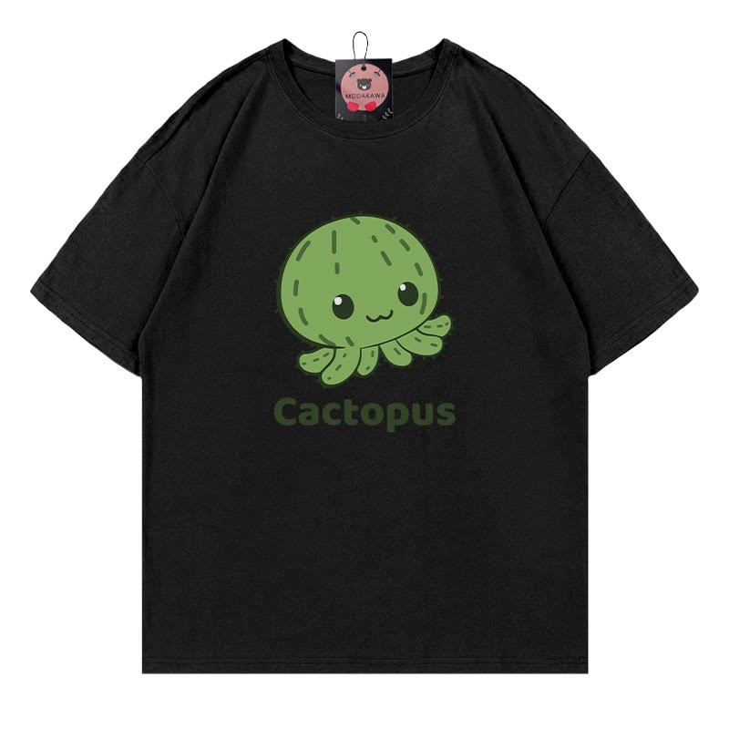 Modakawa T-Shirt mit Kaktus-Oktopus-Print - Black - 5XL - image 4