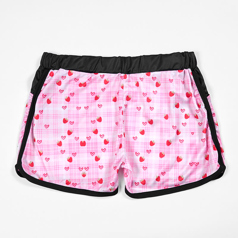 Modakawa Shorts mit kariertem Herz- und Erdbeermuster - image 2