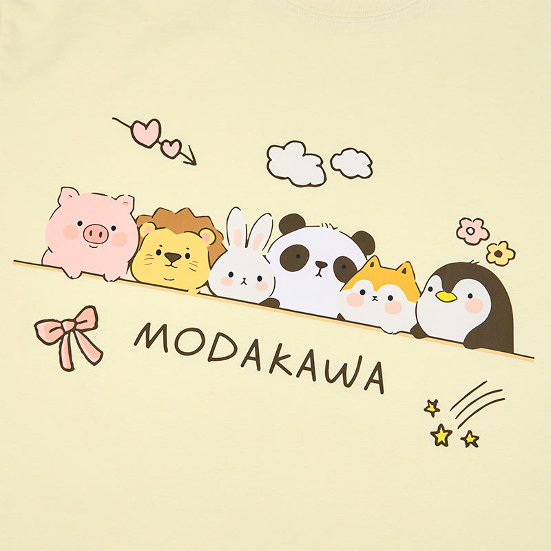 Modakawa T-Shirt mit Tiermotiven in einer Reihe - image 2