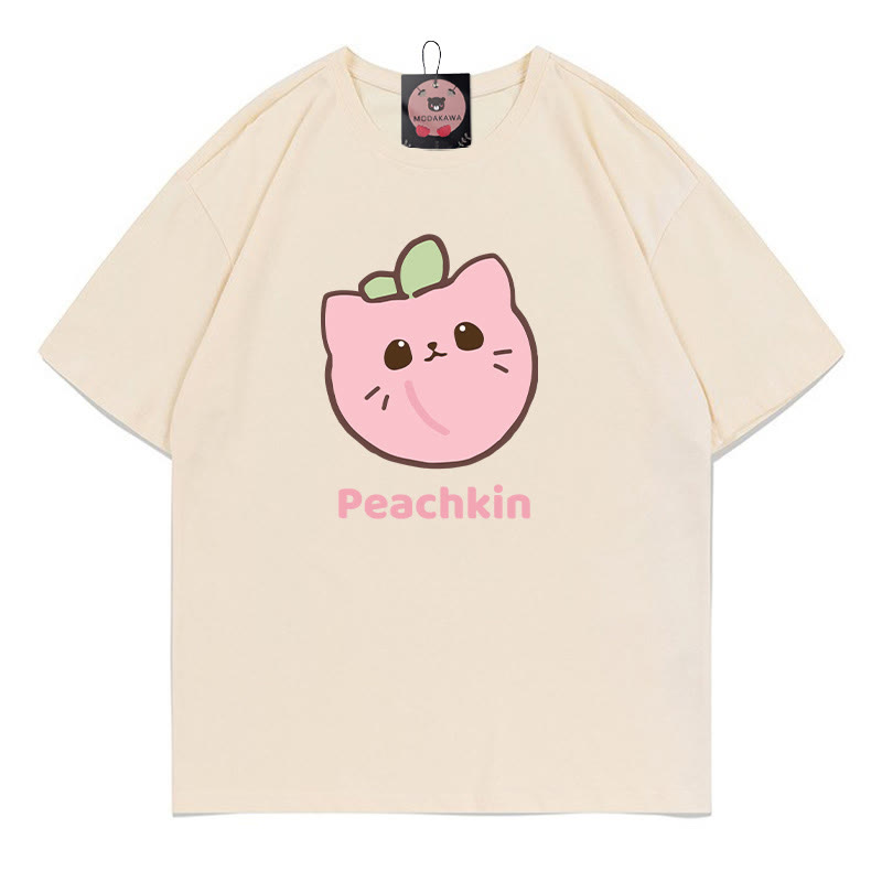 PEACHKIN Pfirsichkätzchen-Print Modakawa T-Shirt - Apricot - 5XL - image 2