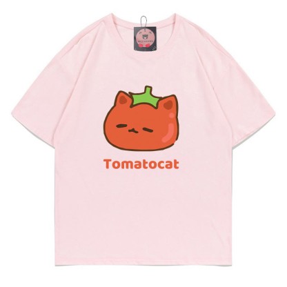 TOMATOCAT Tomatenkatzen-Print Modakawa T-Shirt - Pink - 5XL - image 1