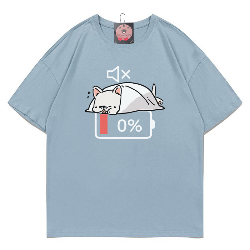 T-Shirt mit 0 % Akku und stummem Welpenmotiv - Slate Blue - 5XL - image 2