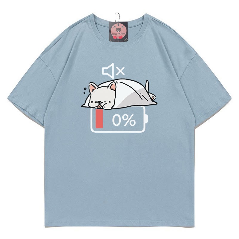 T-Shirt mit 0 % Akku und stummem Welpenmotiv - Slate Blue - 5XL - image 2