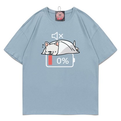 T-Shirt mit 0 % Akku und stummem Welpenmotiv - Slate Blue - 5XL - image 2