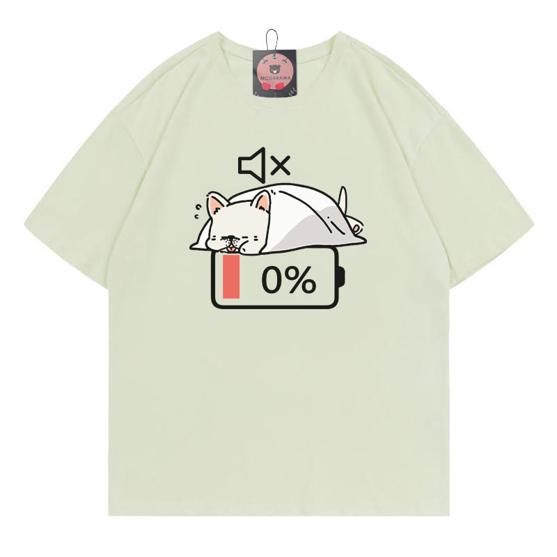 T-Shirt mit 0 % Akku und stummem Welpenmotiv - Green - 5XL - image 1
