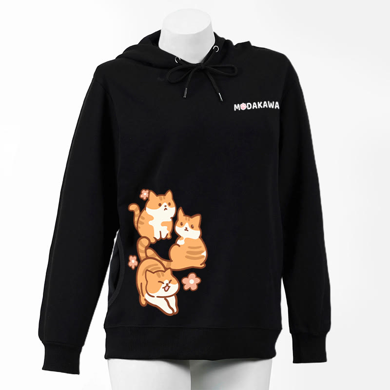 Baumwoll-Hoodie mit Katzenmotiv und Seitentaschen - Black - 4XL - image 2