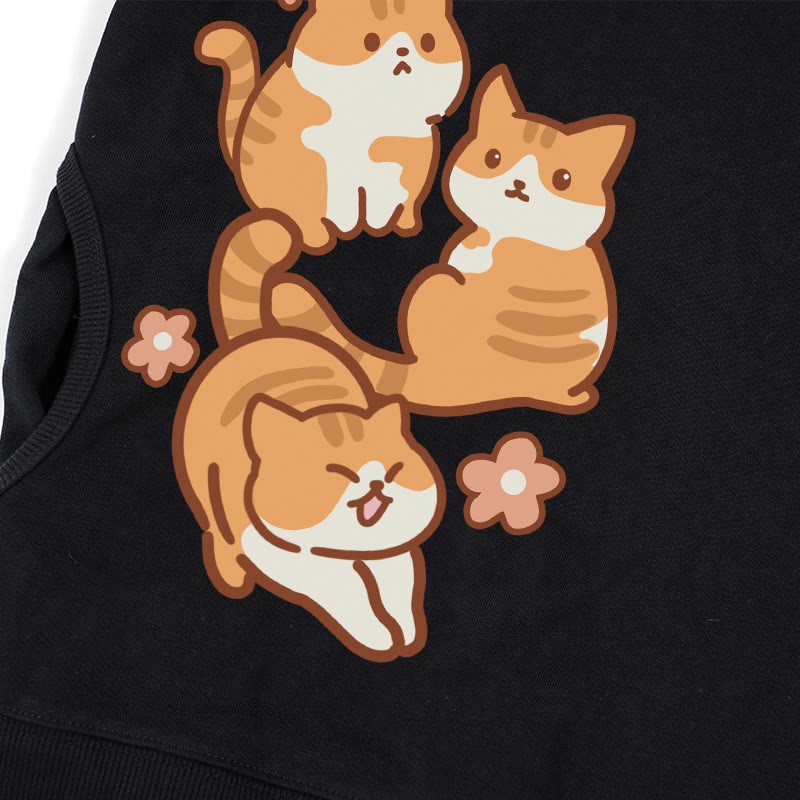 Baumwoll-Hoodie mit Katzenmotiv und Seitentaschen - image 4