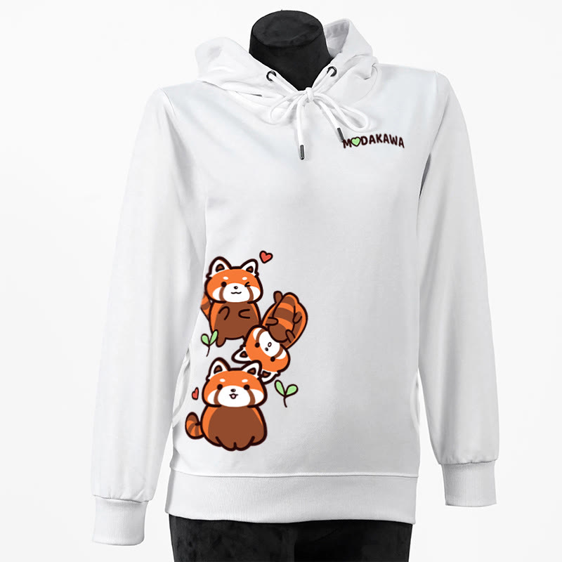 Baumwoll-Hoodie mit rotem Panda-Buchstabenprint und Seitentaschen - White - 4XL - image 2