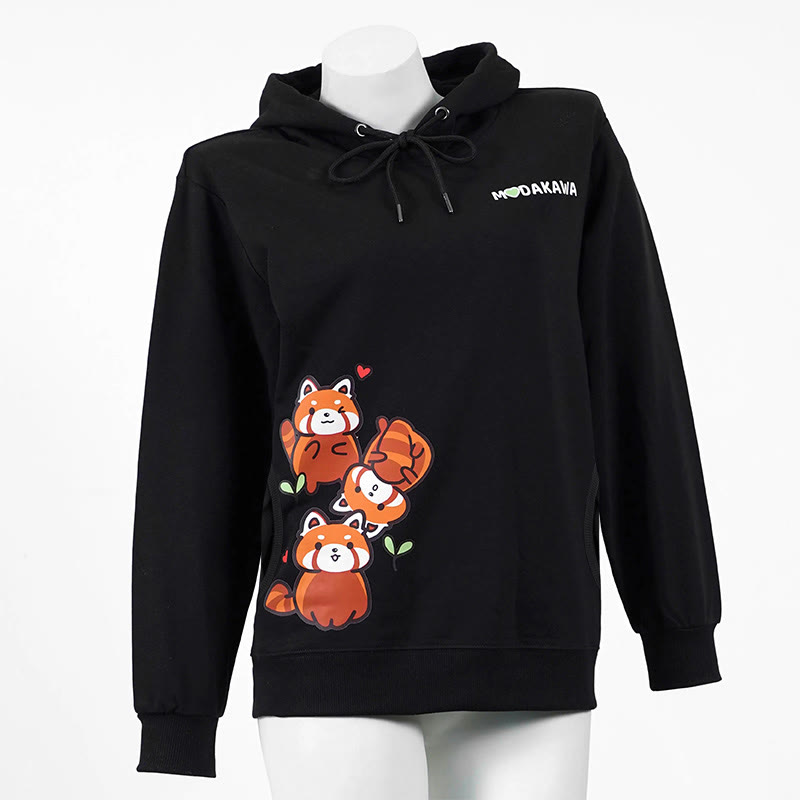 Baumwoll-Hoodie mit rotem Panda-Buchstabenprint und Seitentaschen - Black - 4XL - image 1