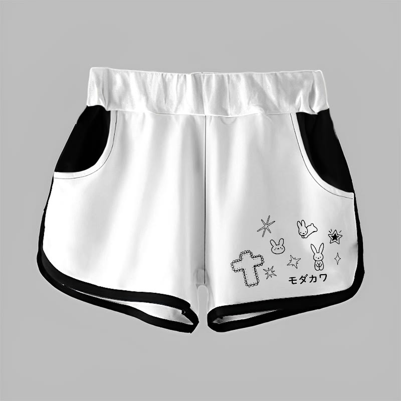 Modakawa Bunny Shorts mit Sternen- und Kreuz-Buchstabenprint - White - 5XL - image 1