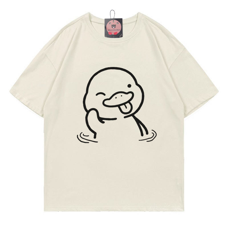 Lustiges T-Shirt mit Entenaufdruck - Beige - 5XL - image 1