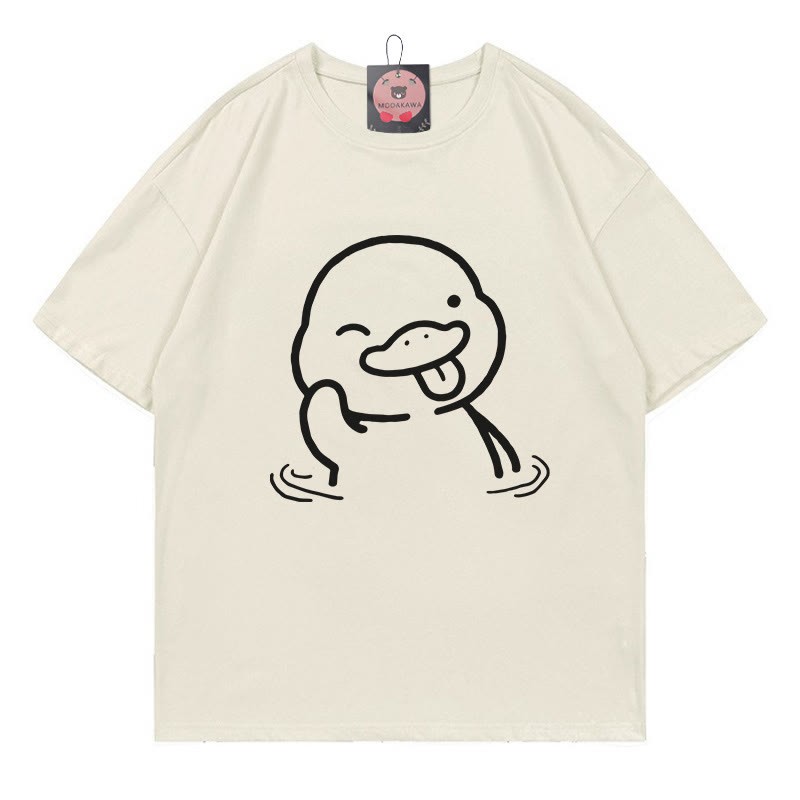 Lustiges T-Shirt mit Entenaufdruck - Beige - 5XL - image 1