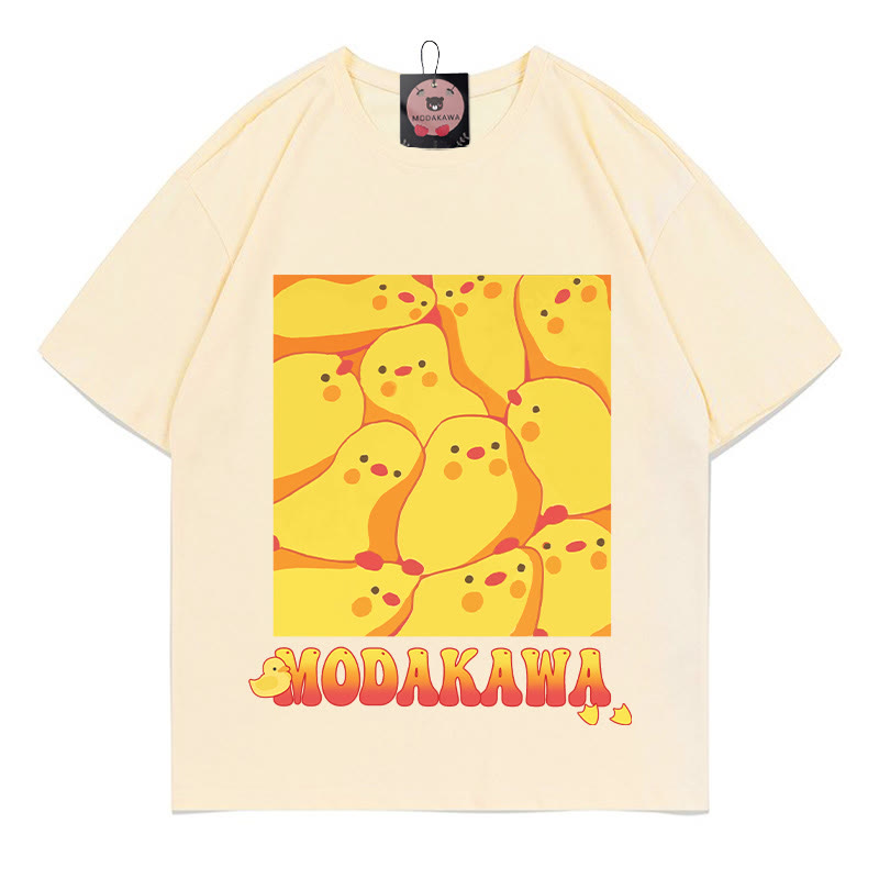 Modakawa T-Shirt mit Buchstabenprint „Crowded Chicks“ - Apricot - 5XL - image 1