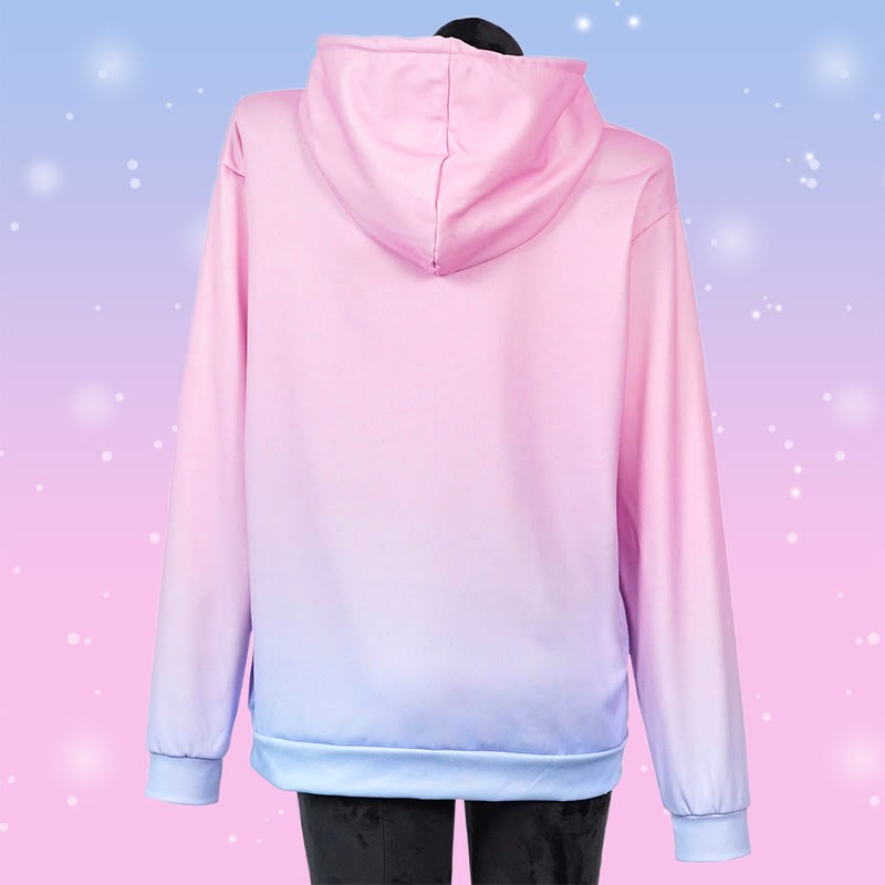 Modakawa Kapuzenpullover mit Farbverlauf und Katzenmotiv (Buchstabenprint) - image 4